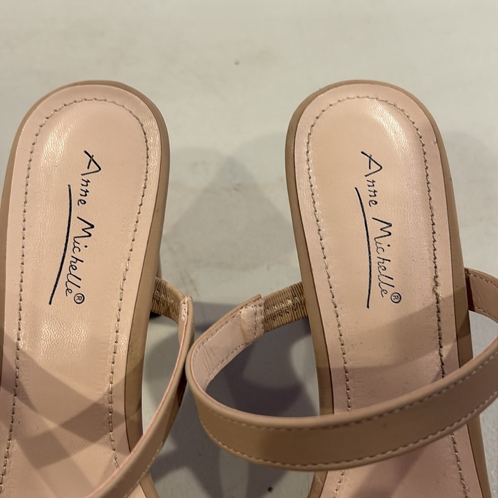 Anne Michelle Beige Strappy Heels - Picture 2 of 7